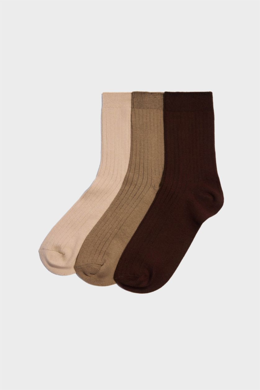 Kadın Kahve Kadın 3'lü Pamuk Akrilik Uzun Çorap
