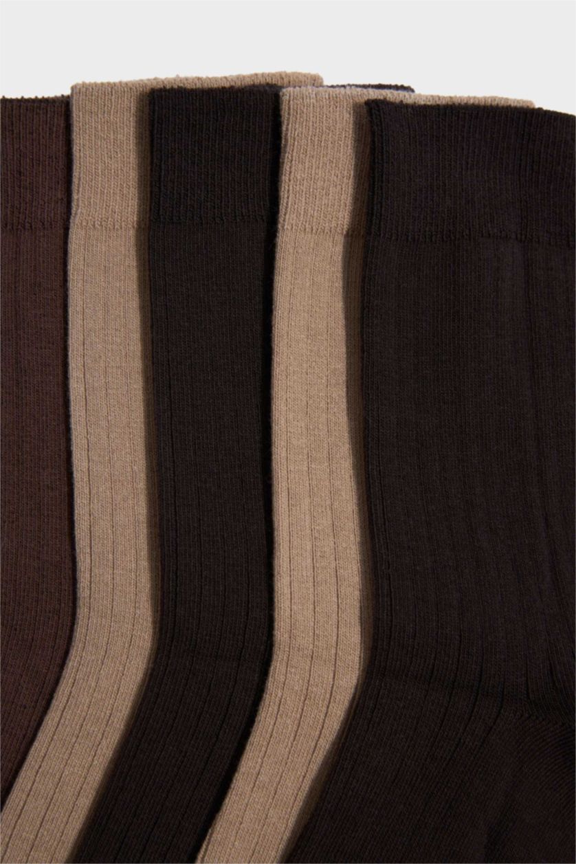 Erkek Kahve Erkek 5'li Pamuklu Uzun Çorap