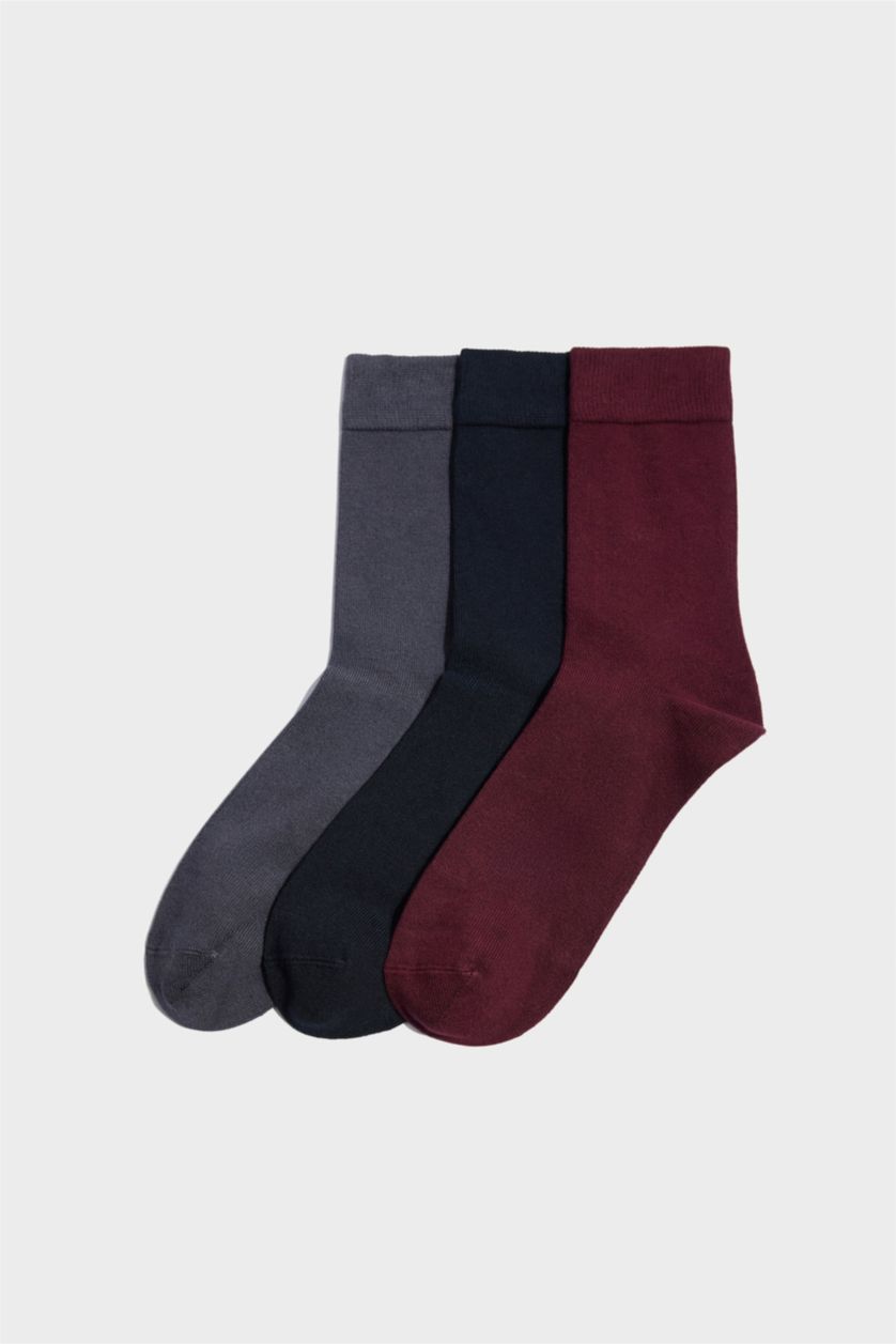 Erkek Lacivert Erkek Dikişsiz 3'lü Bambu Uzun Çorap