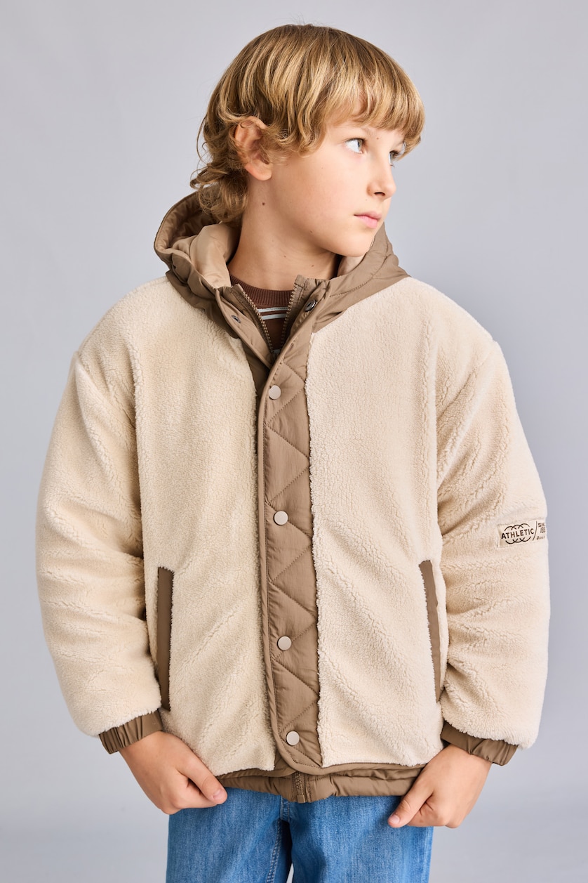 Young Boys - Teen Boys Ecru Boy Hooded Puffer Jacket