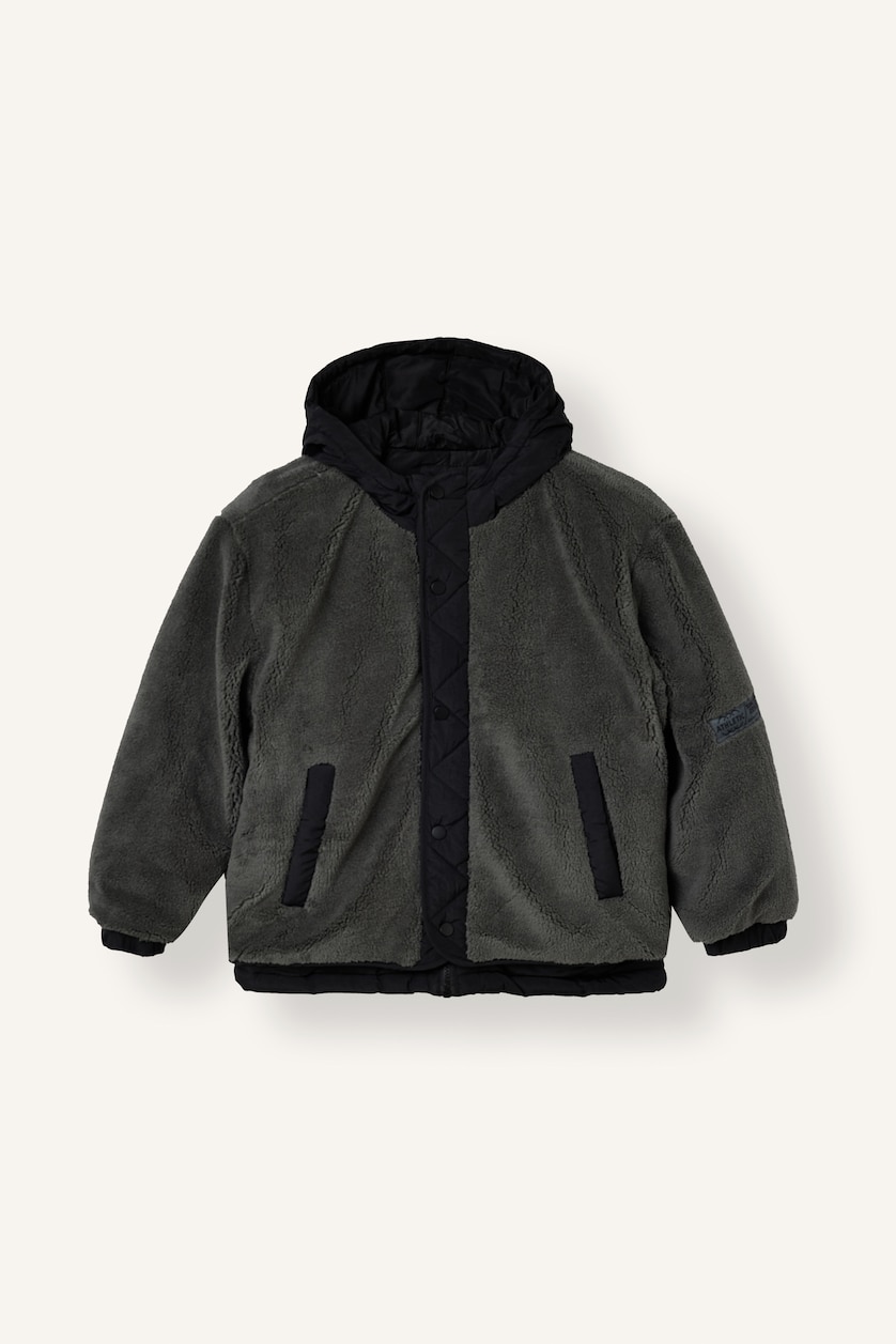 Boys & Teens Green جاكيت قطيفة ولادي بغطاء للرأس