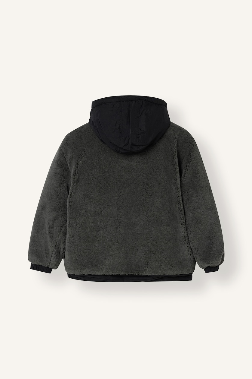 Boys & Teens Green جاكيت قطيفة ولادي بغطاء للرأس