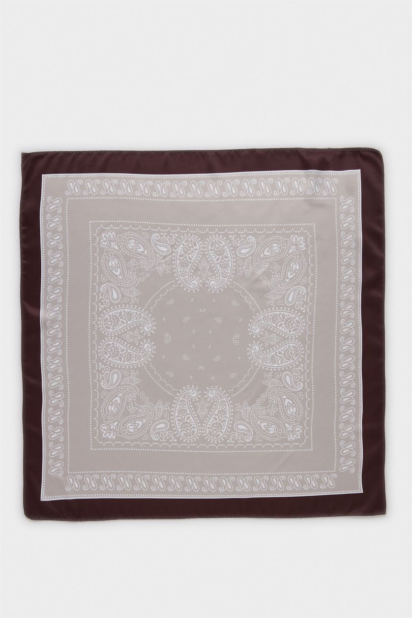 Kadın Bej Kadın Şal Desenli Saten Şal