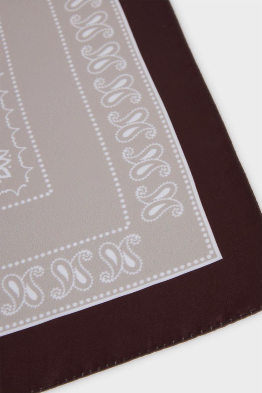 Kadın Bej Kadın Şal Desenli Saten Şal