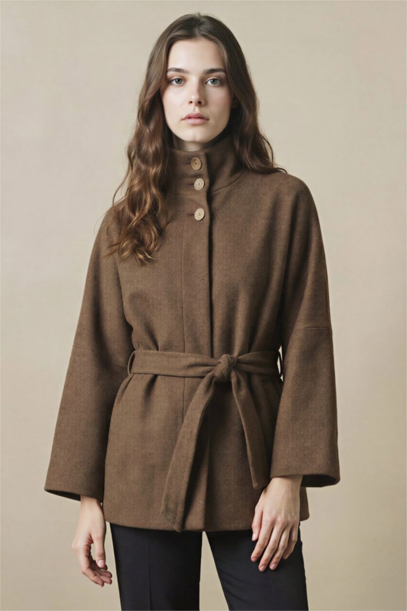 Kadın Vizon Dik Yaka Ceket