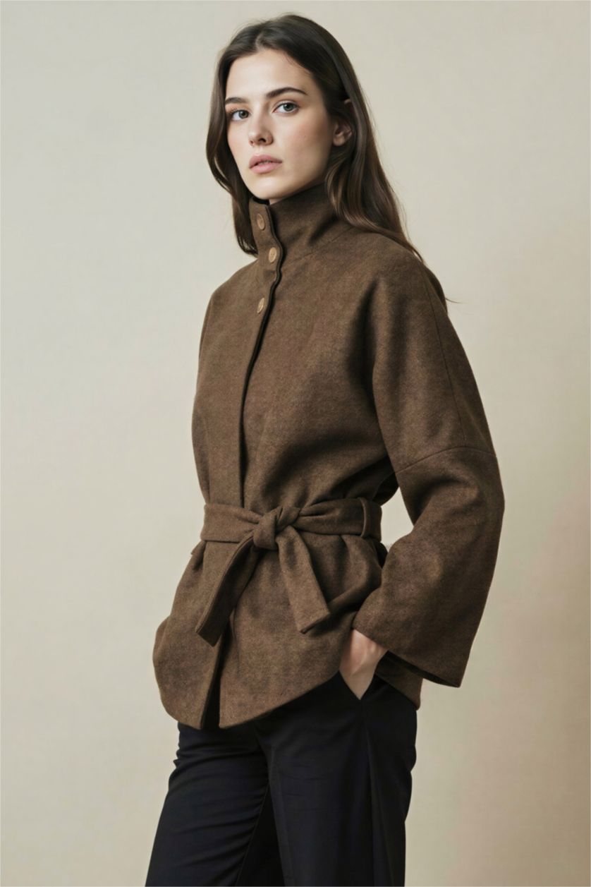 Kadın Vizon Dik Yaka Ceket