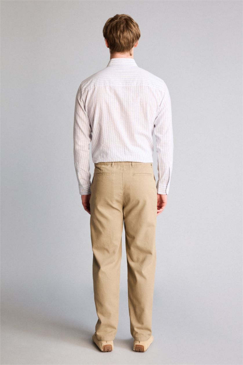 Erkek Bej Tapered Fıt Pantolon