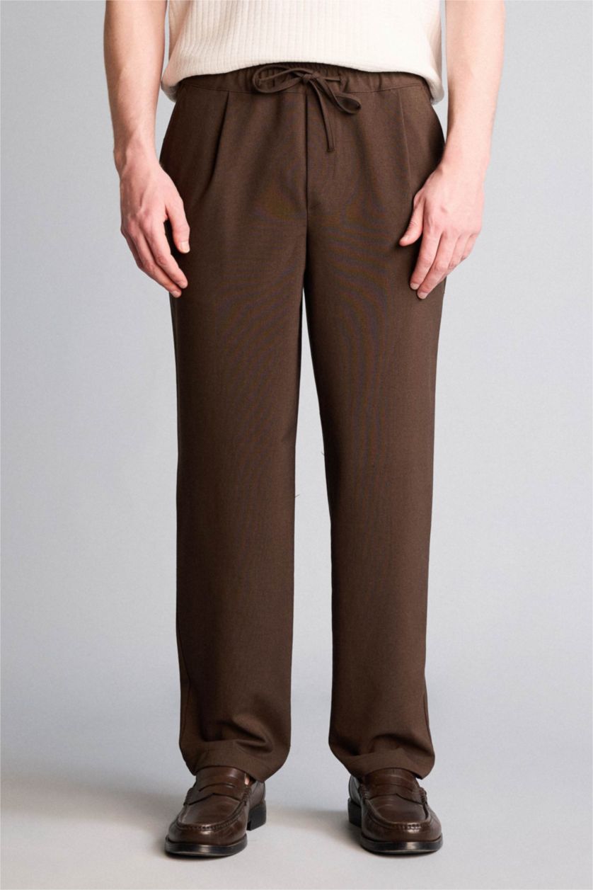 Erkek Kahve Relax Fıt Pantolon