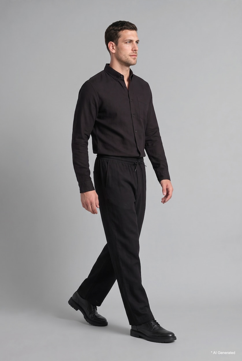Erkek Siyah Relaxed Fit Pantolon