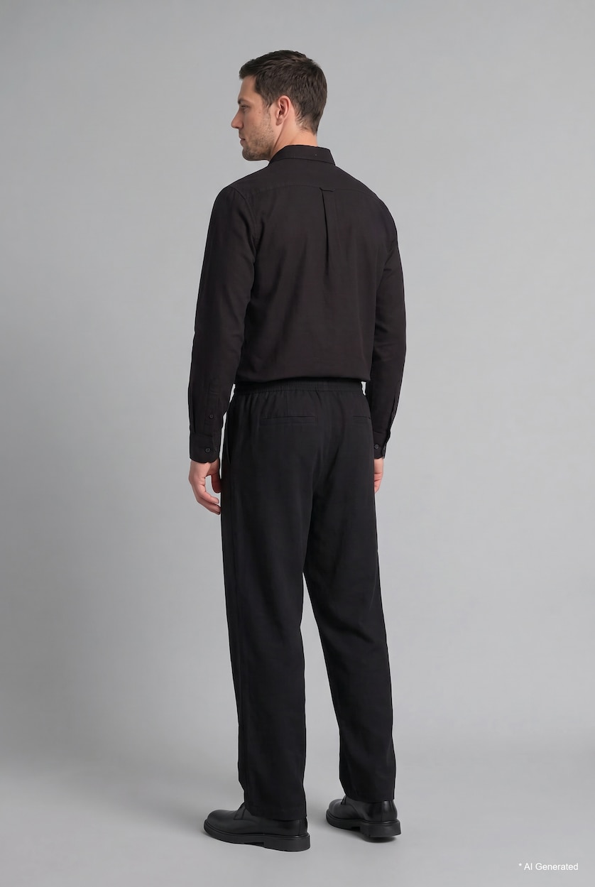 Erkek Siyah Relaxed Fit Pantolon