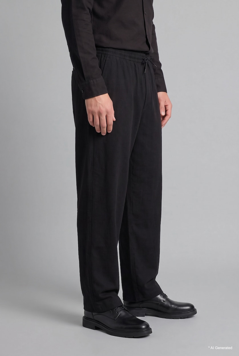 Erkek Siyah Relaxed Fit Pantolon