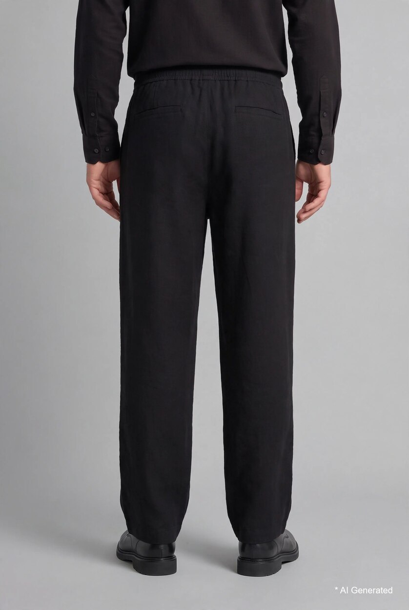 Erkek Siyah Relaxed Fit Pantolon