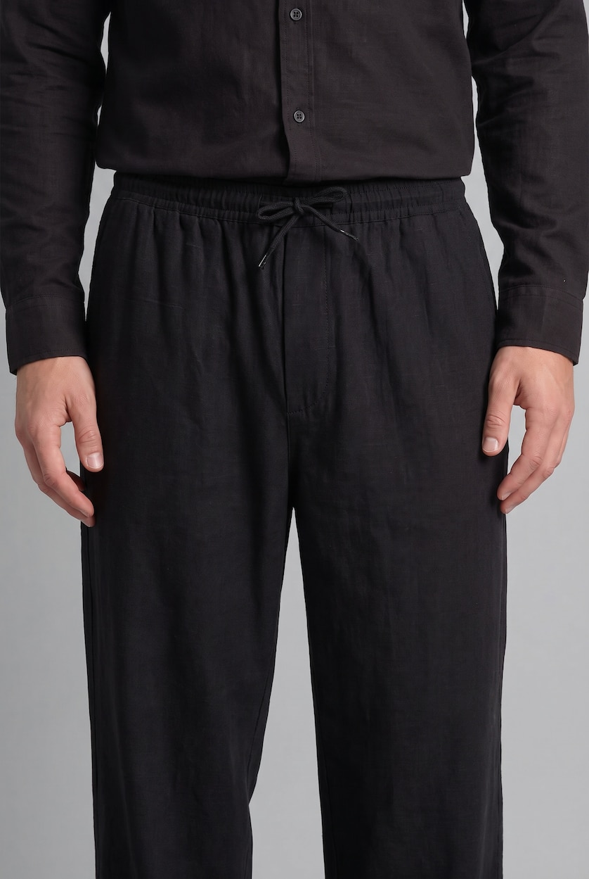 Erkek Siyah Relaxed Fit Pantolon