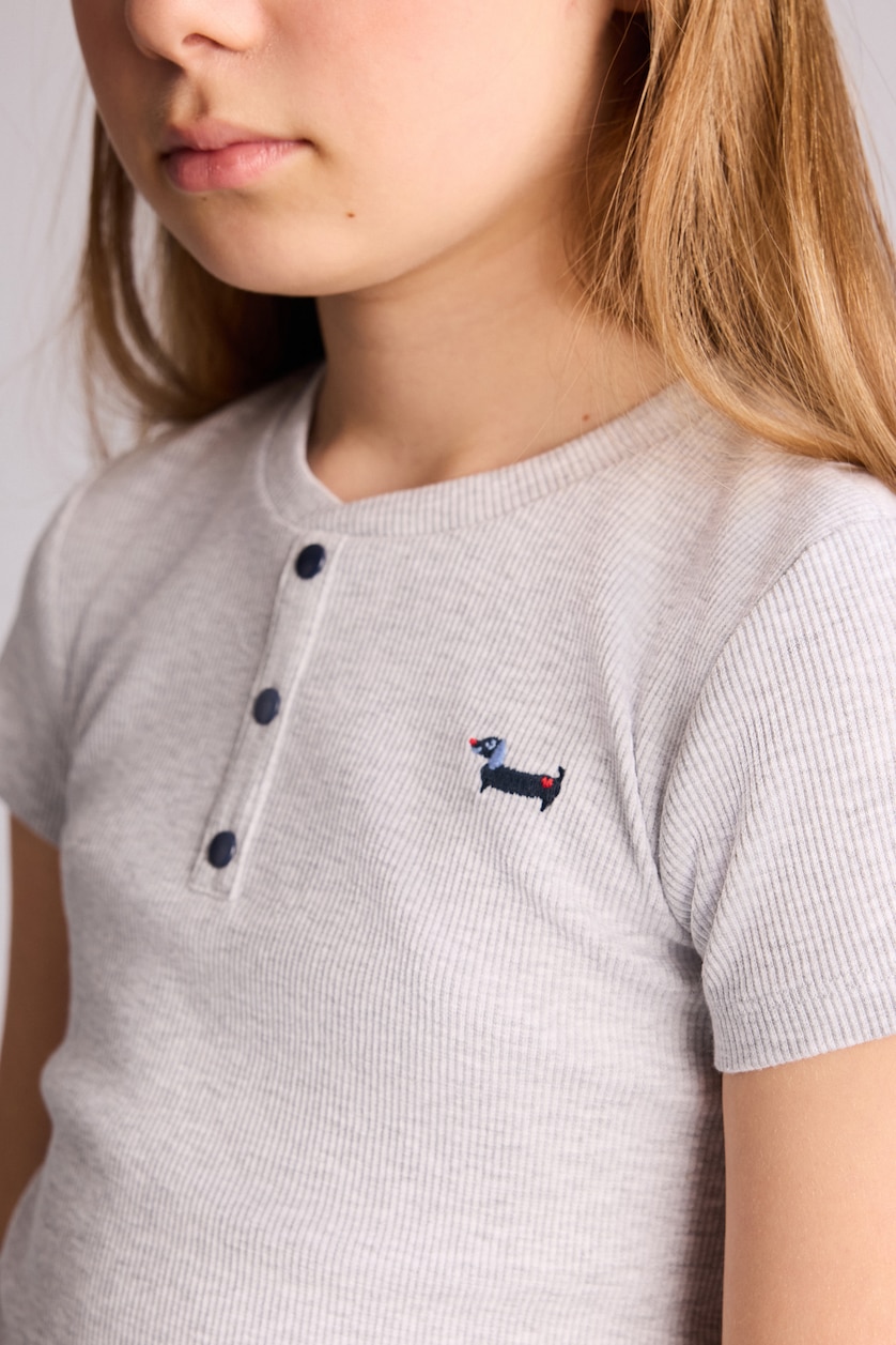 Young Girls - Teen Girls Light Grey Melange Regular Fit Animal Short Sleeve T-Shirt