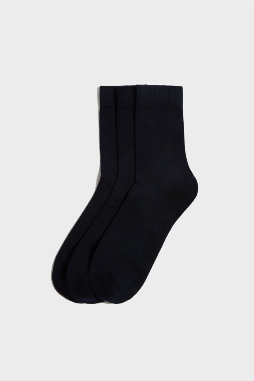 Erkek Lacivert Erkek Dikişsiz 3'lü Bambu Bambu Çorap