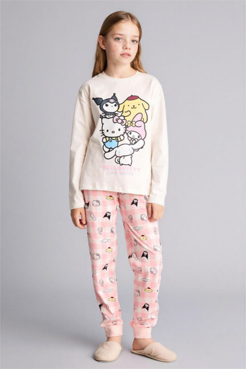 Girls & Teens Ecru 2 piece Regular Fit Hello Kitty Licensed Knitted Pyjamas