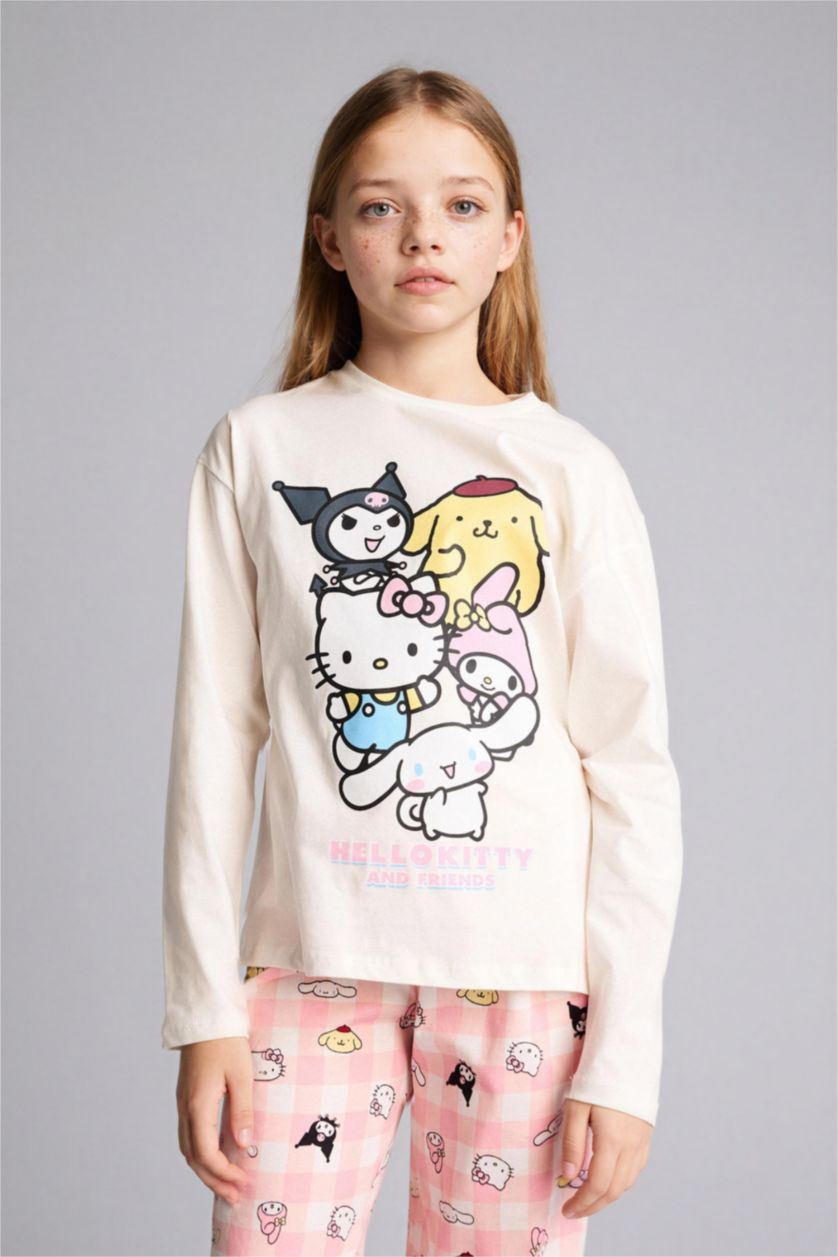 GIRLS & TEENS Ecru Girl Hello Kitty 2 Piece Pajama Set