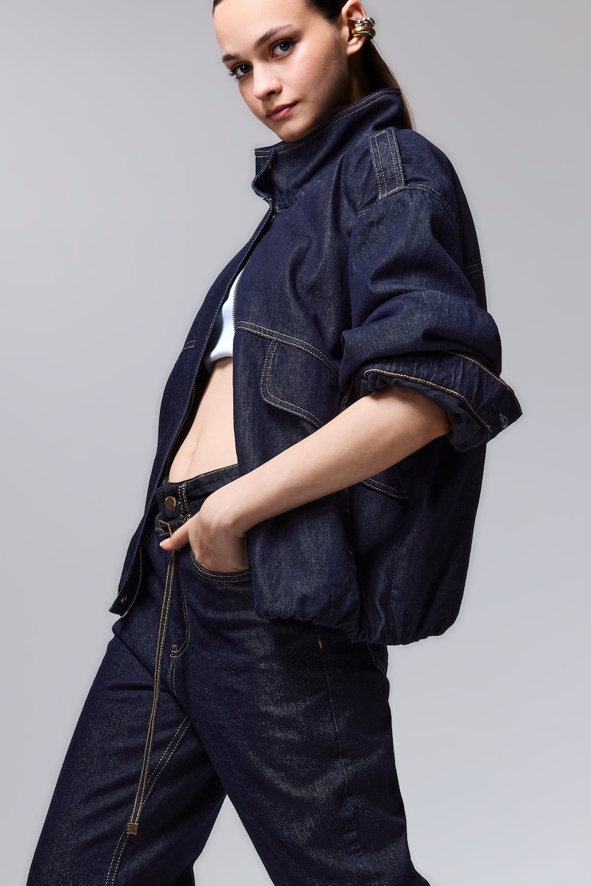 WOMAN Blue Black Oversize Fit Jacket