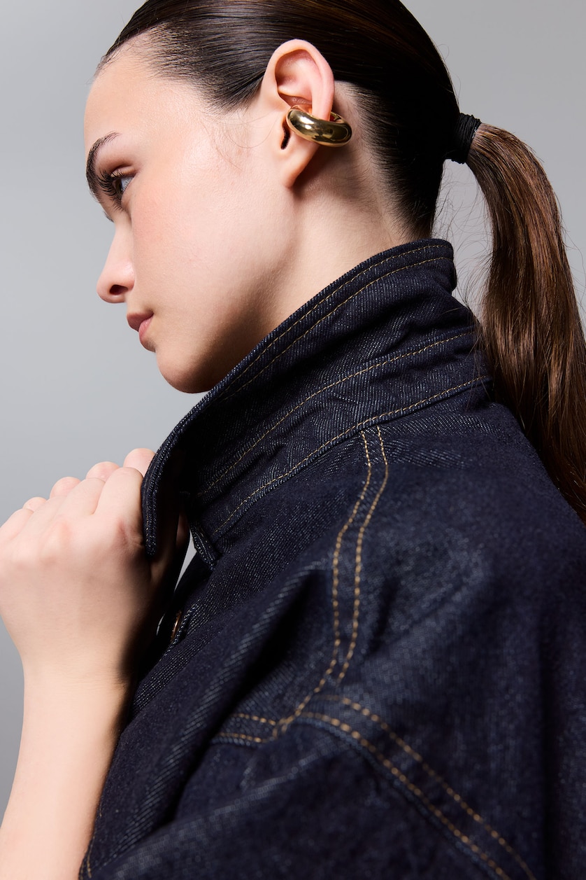 WOMAN Blue Black Oversize Fit Jacket