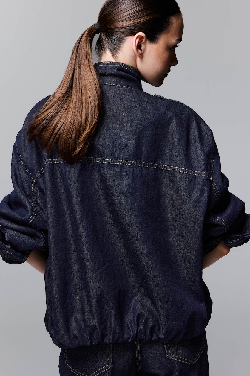 WOMAN Blue Black Oversize Fit Jacket