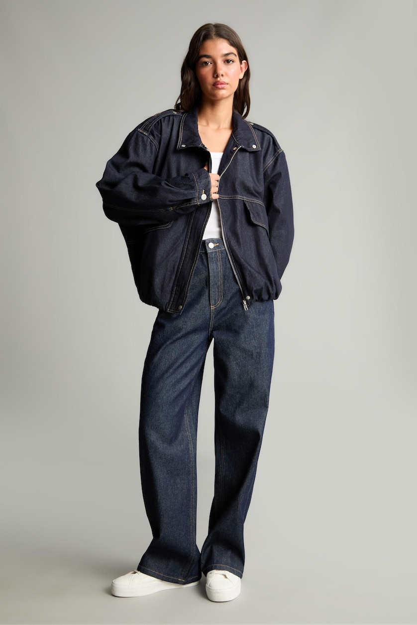 WOMAN Blue Black Oversize Fit Jacket
