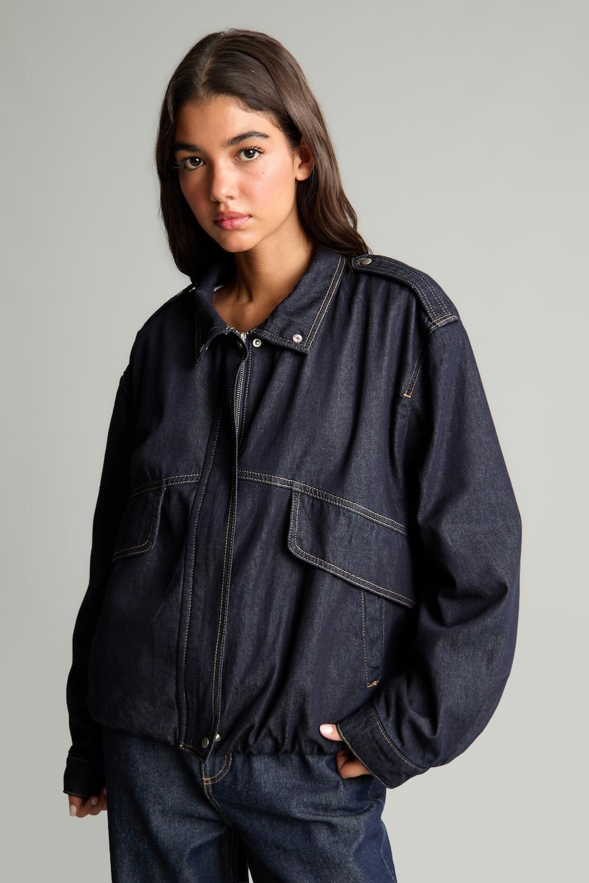 WOMAN Blue Black Oversize Fit Jacket