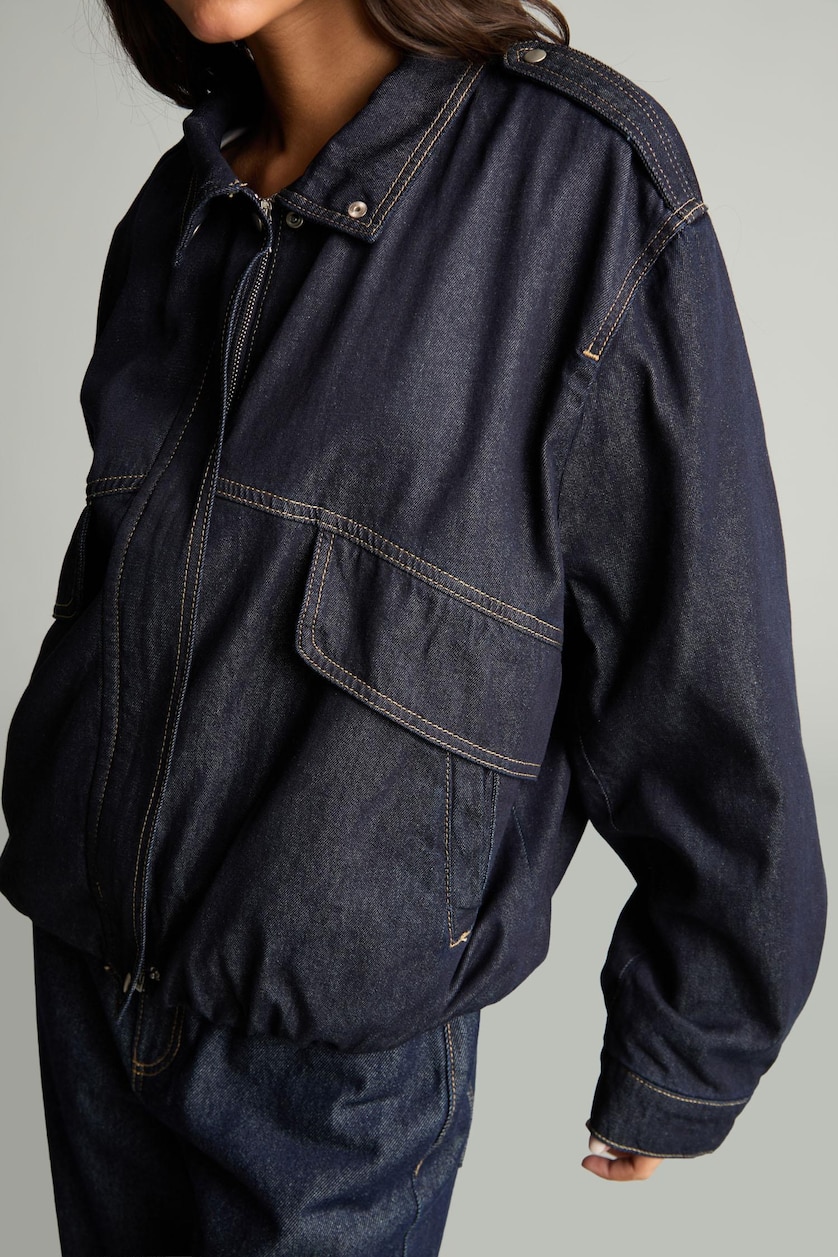 WOMAN Blue Black Oversize Fit Jacket