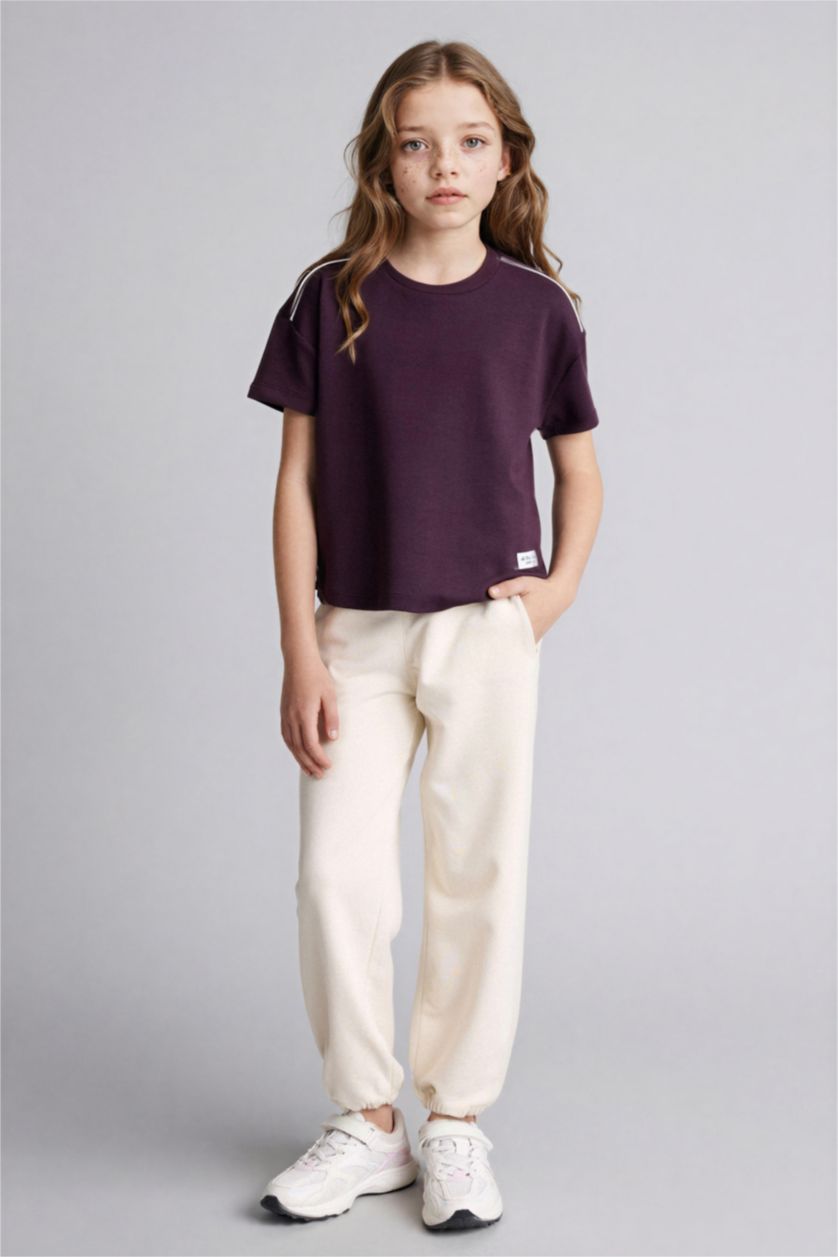 Kız Çocuk - Genç Kız Koyu Mor Modal Tişört Kız Çocuk