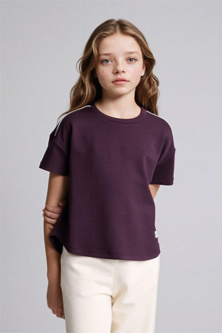 Kız Çocuk - Genç Kız Koyu Mor Modal Tişört Kız Çocuk