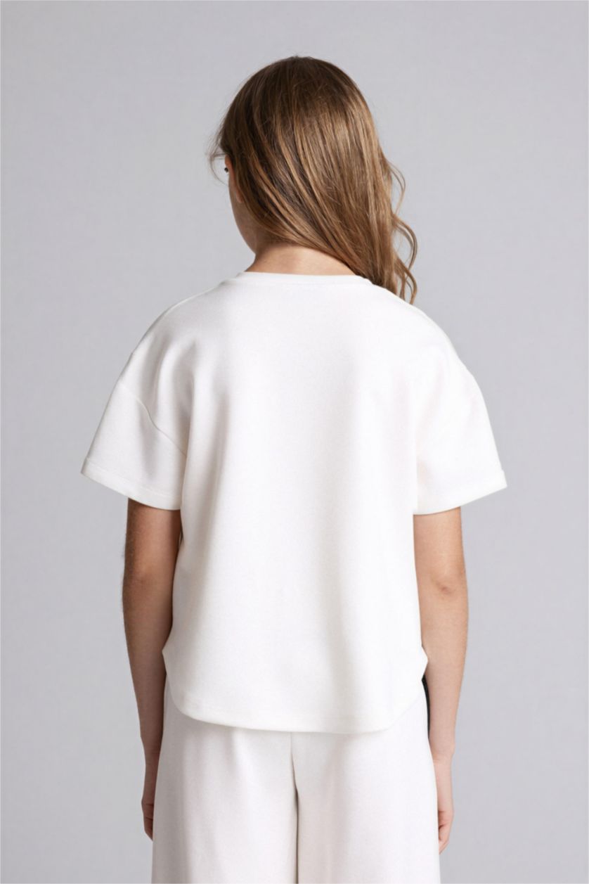 Kız Çocuk - Genç Kız Beyaz Modal Tişört Kız Çocuk