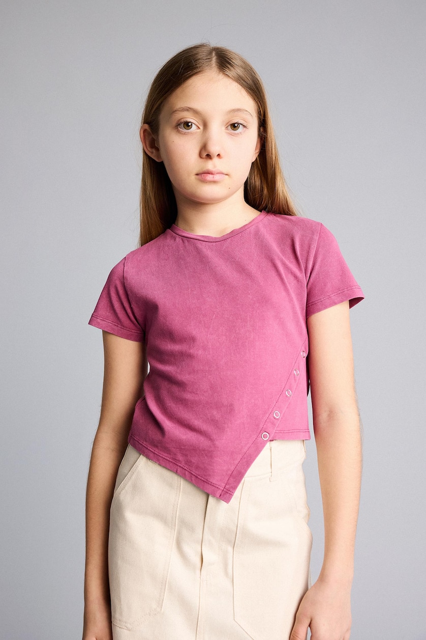 GIRLS & TEENS Dark Pink Girl Crew Neck Cotton Short Sleeve T-Shirt