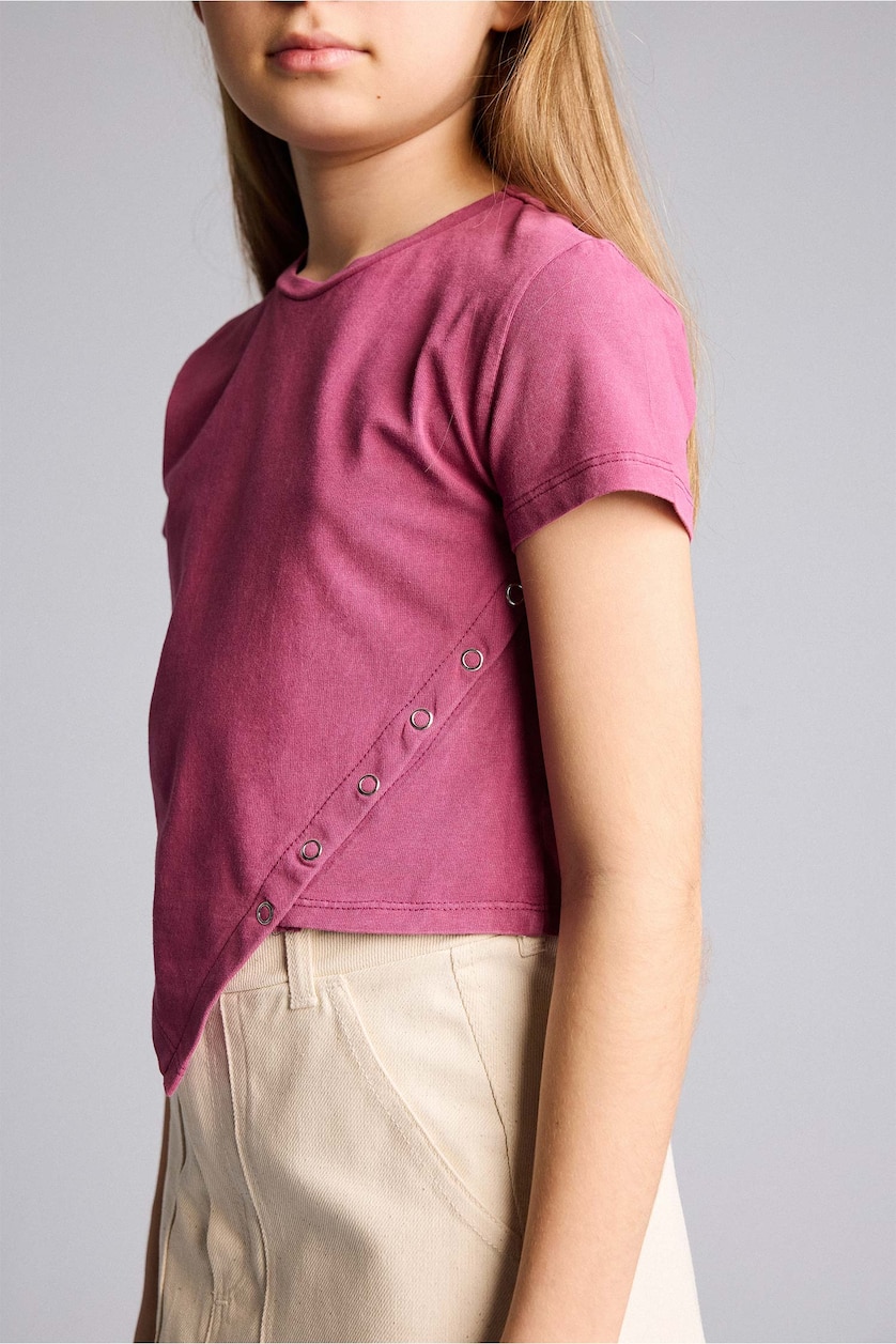 GIRLS & TEENS Dark Pink Girl Crew Neck Cotton Short Sleeve T-Shirt