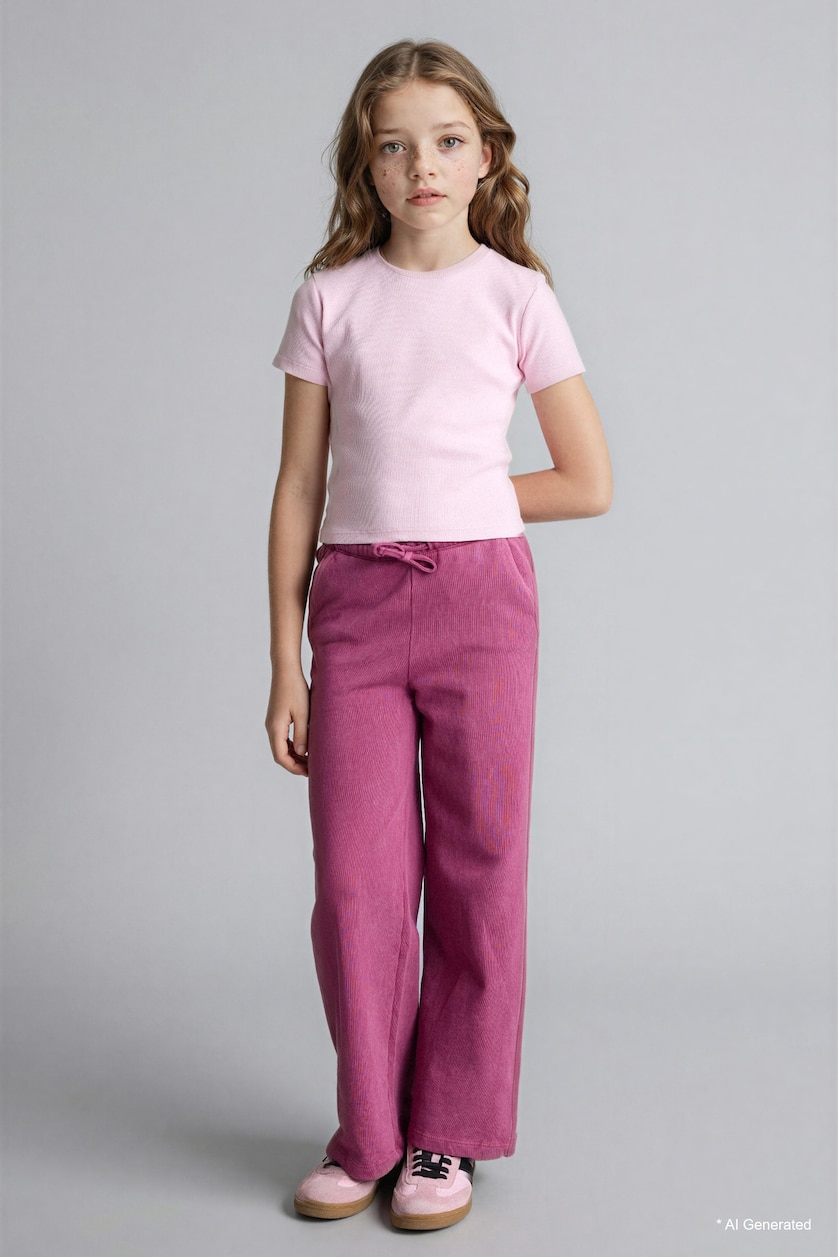 GIRLS & TEENS Dark Pink Girl Wide Leg Sweatpants