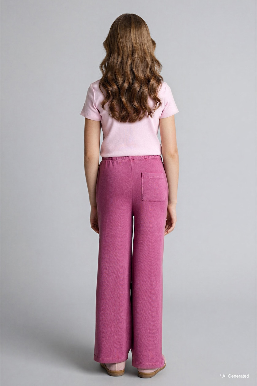 GIRLS & TEENS Dark Pink Girl Wide Leg Sweatpants