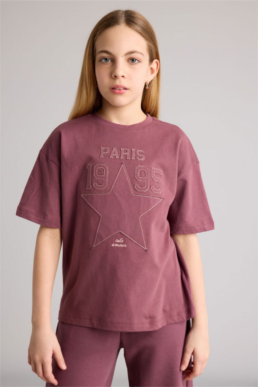 Kız Çocuk - Genç Kız Bordo Tişört Eşofman Altı 2'li Takım Kız Çocuk