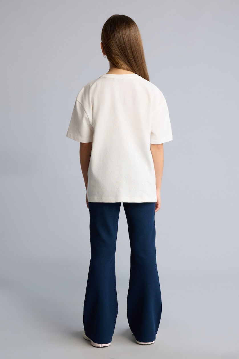Young Girls - Teen Girls Ecru Girl Printed T-shirt A-Cut Pants 2 piece Set