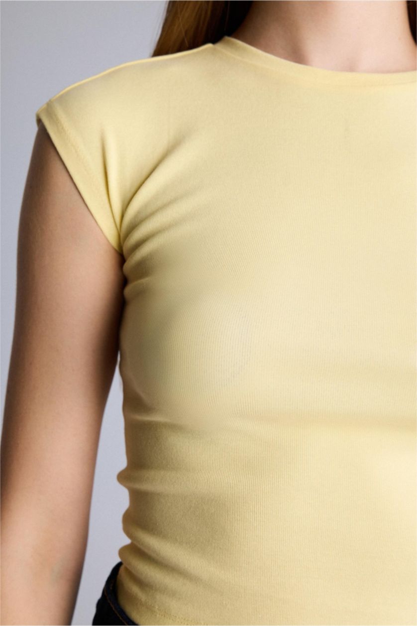 Kadın Açık Sarı Ribana Tişört