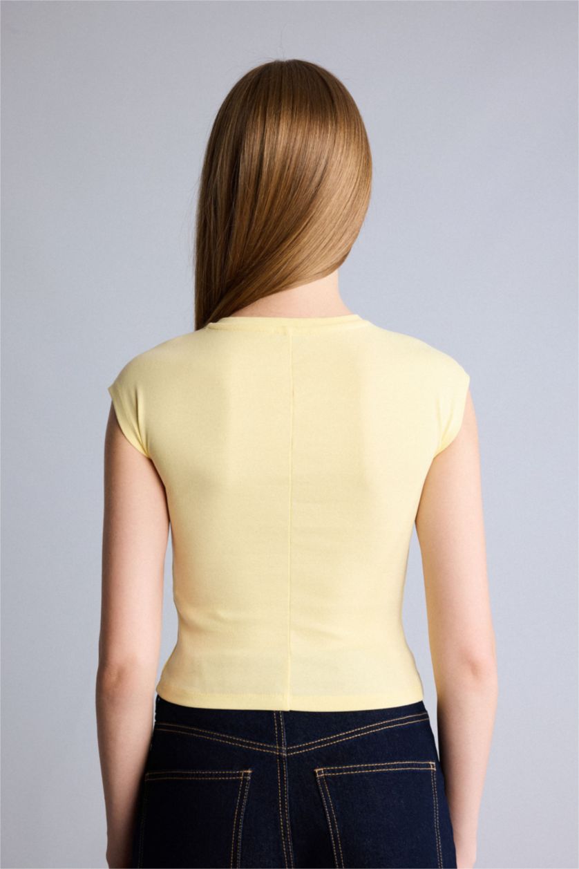 Kadın Açık Sarı Ribana Tişört