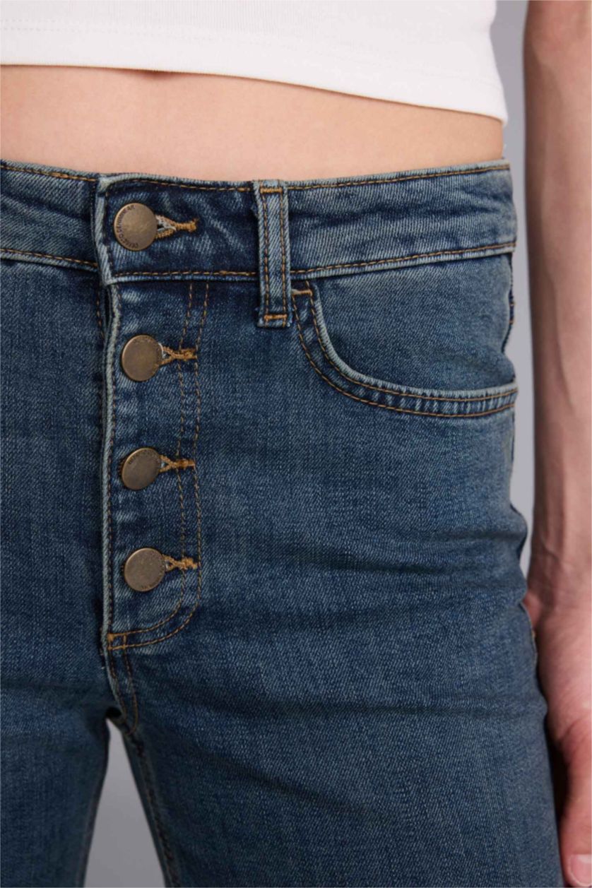 WOMAN Dark Blue Mia Flare Fit Regular Waist Wide Leg Jeans