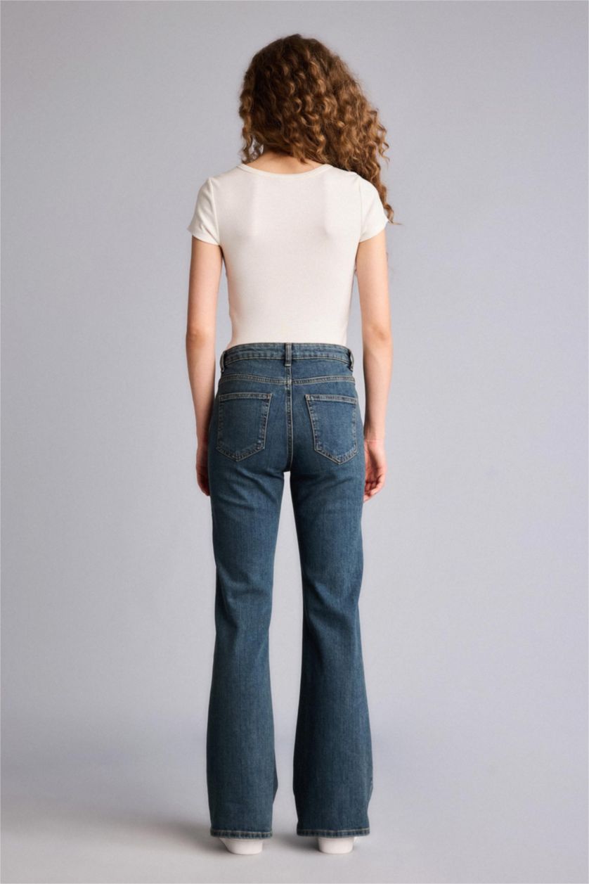 WOMAN Blue Mia Flare Fit Regular Waist Wide Leg Jeans