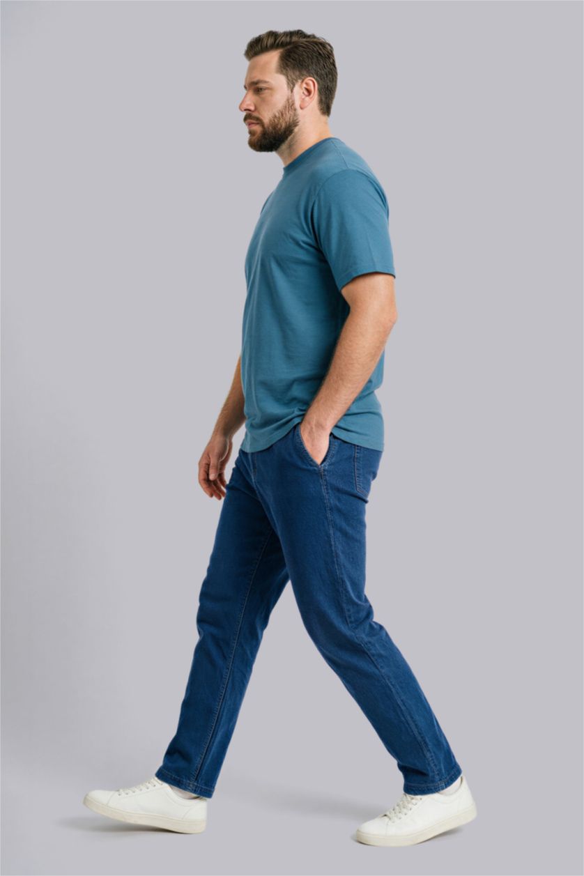 Erkek İndigo Boxy Fıt Baskılı Kısa Kollu Tişört