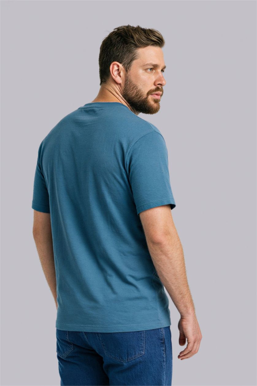 Erkek İndigo Boxy Fıt Baskılı Kısa Kollu Tişört