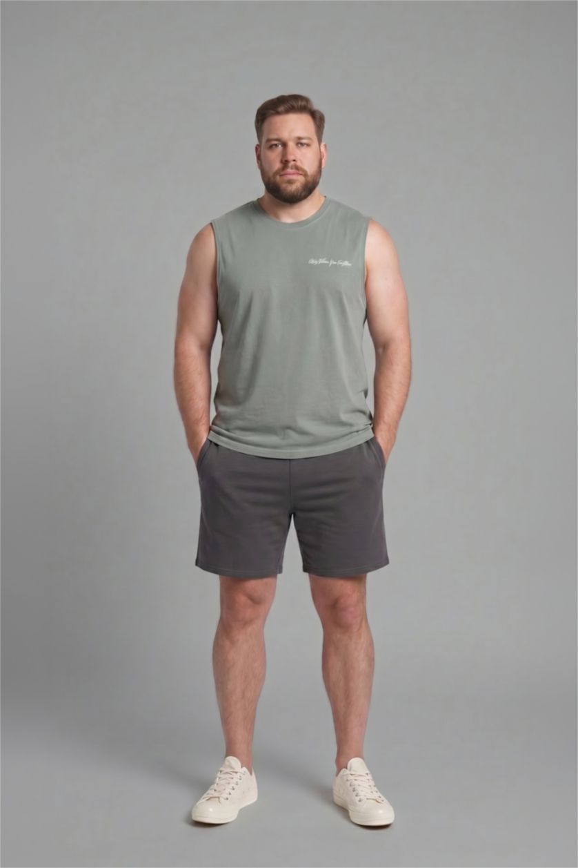 Man Mint Boxy Fit Printed Crew Neck Sleeveless Tank Top