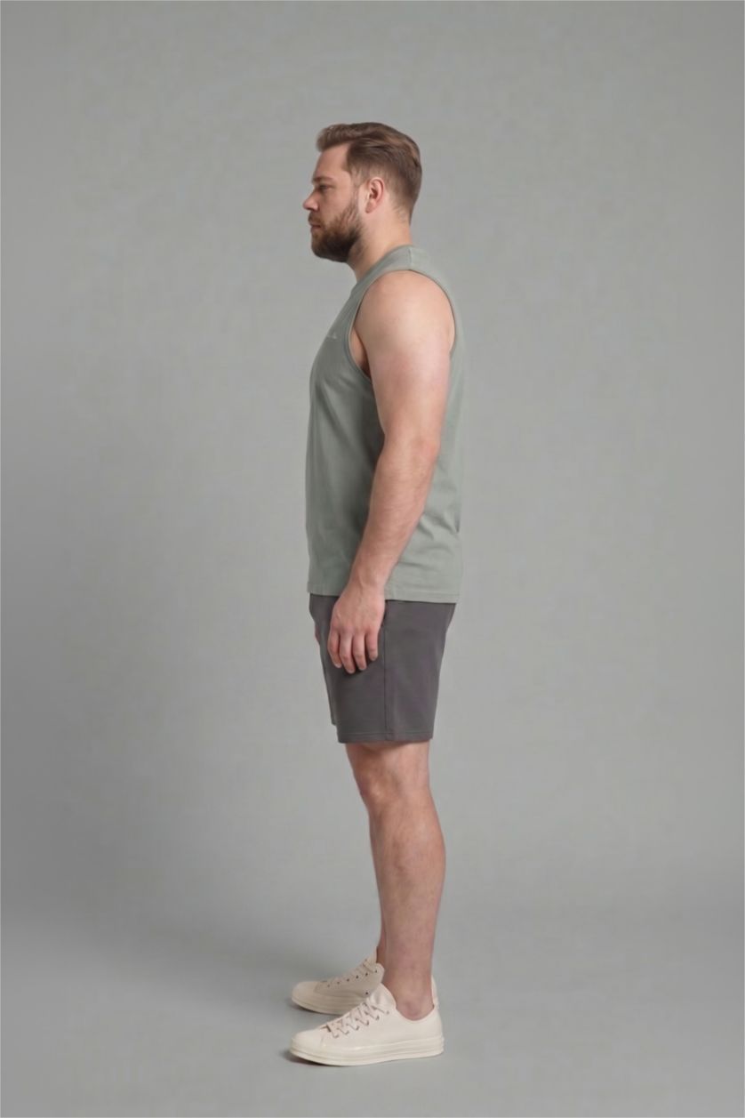 Man Mint Boxy Fit Printed Crew Neck Sleeveless Tank Top