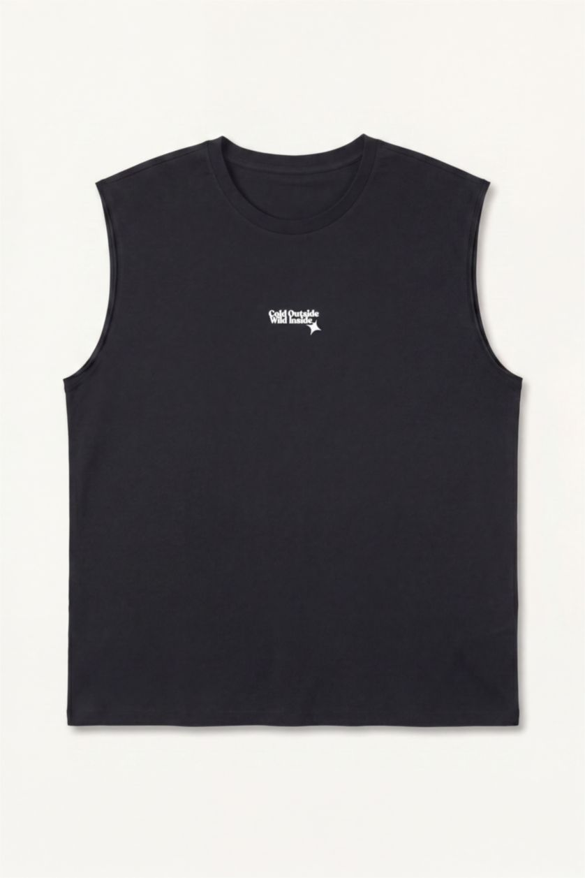 رجالي أنثرا تانك توب اوفر سايز برقبة مستديرة مطبوع