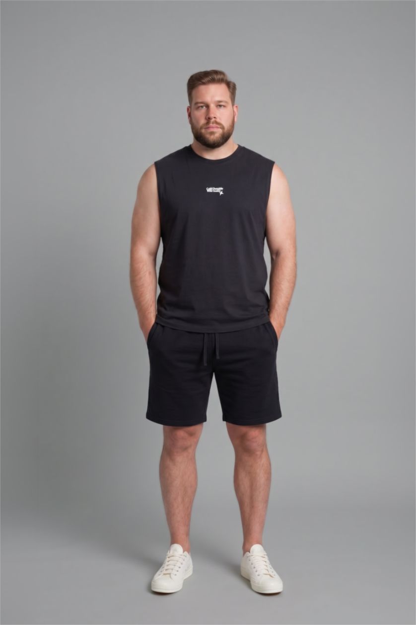 MAN Anthracite Boxy Fit Printed Sleeveless Tank Top