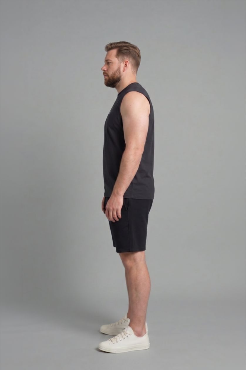 MAN Anthracite Boxy Fit Printed Sleeveless Tank Top