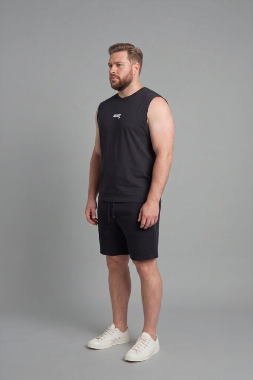MAN Anthracite Boxy Fit Printed Sleeveless Tank Top