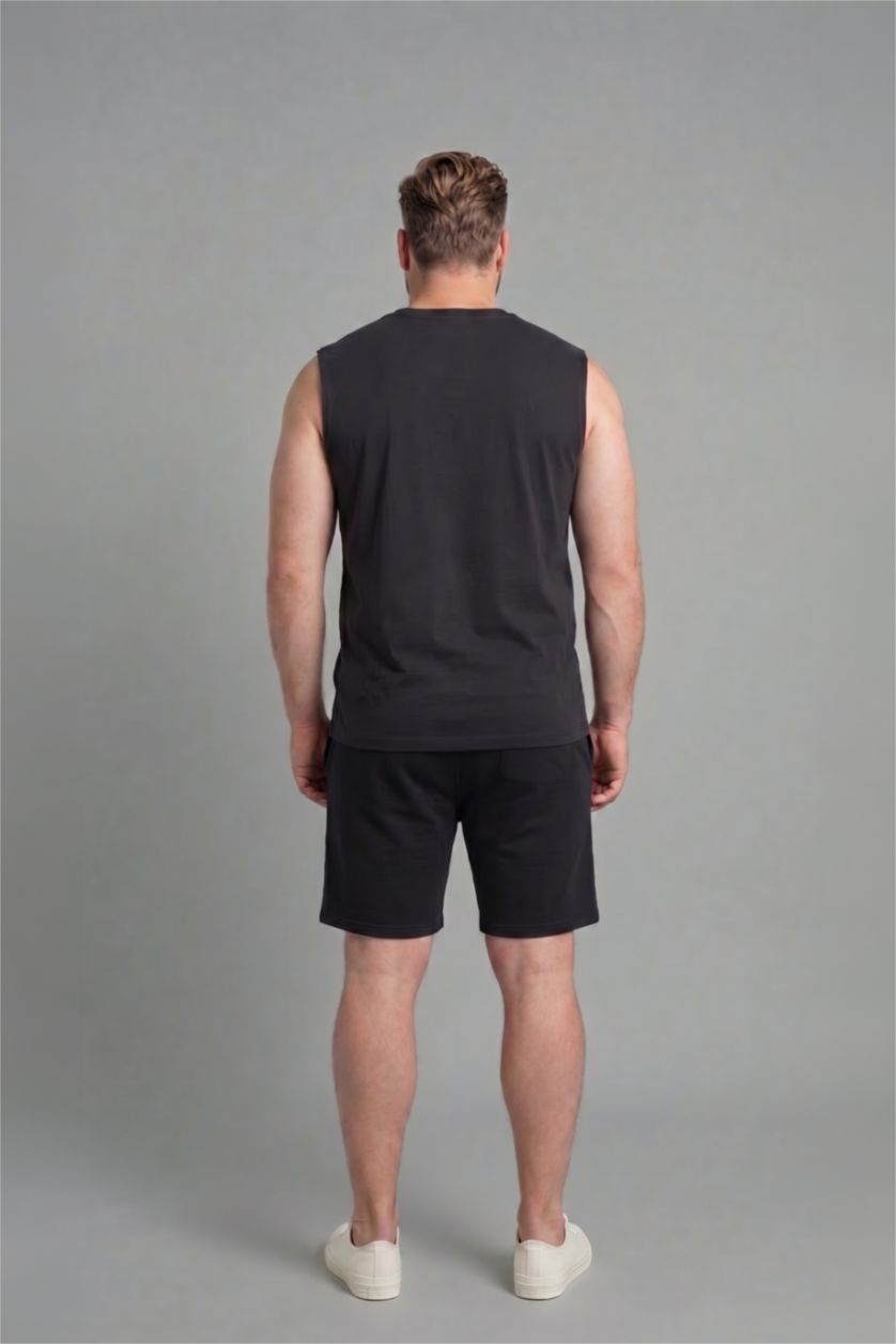 MAN Anthracite Boxy Fit Printed Sleeveless Tank Top