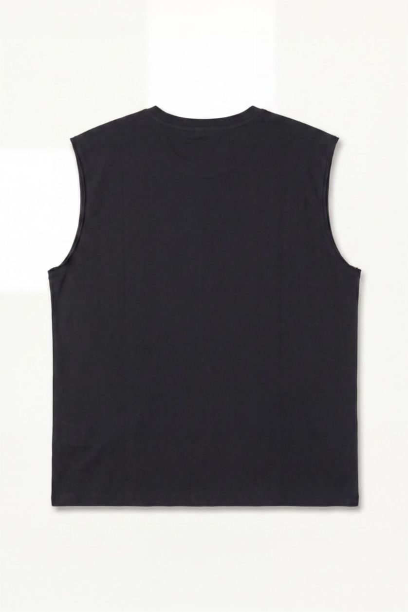 MAN Anthracite Boxy Fit Printed Sleeveless Tank Top
